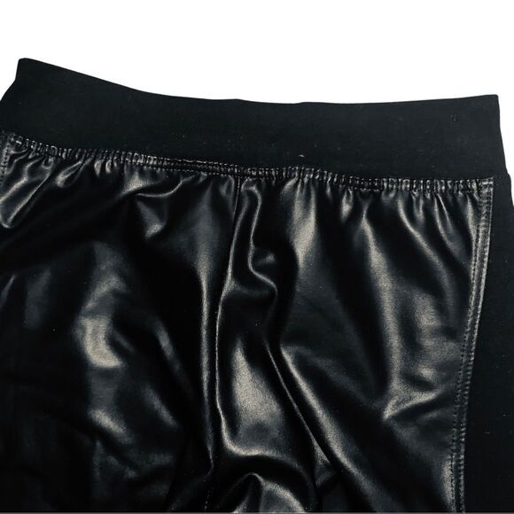 RANDOM Hearts Black Vinyl stripe leggings Girls size Large  - Picture 2 of 8